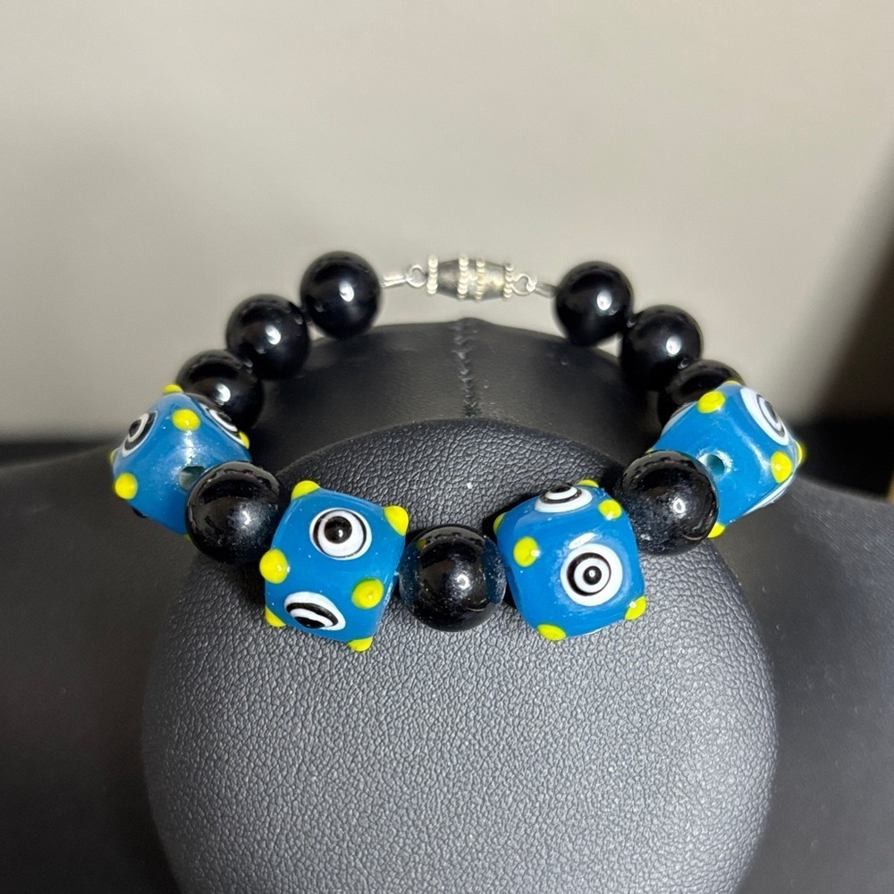 Multi Color Glass Bead Bracelet Link Art